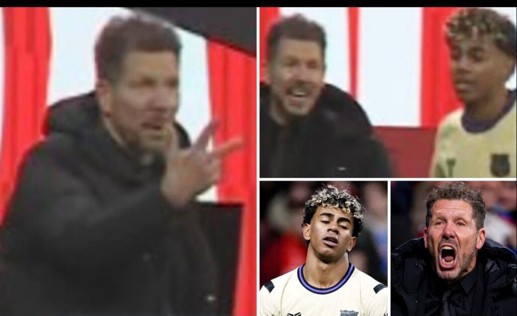 އެތުލެޓިކޯ އިން ތިން ލަނޑުގެ ލީޑެއް ނެގުމުން، އެ ޓީމުގެ ކޯޗު ސިމިއޯނީ ތިން އިނގިލި ދައްކައި ބާސެލޯނާގެ ޒުވާން ކުޅުންތެރިޔާ ޔަމާލަށް މަލާމާތްކުރި ކަމަށް ބެލެވޭ މަންޒަރު